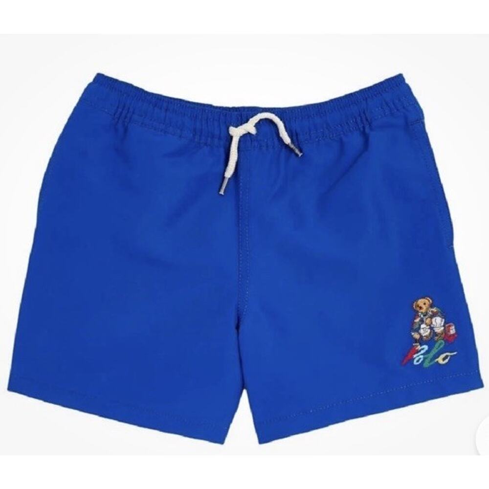 Polo Ralph Lauren Boys Signature Bear Motif Swim Shorts Sz 5 NWT
